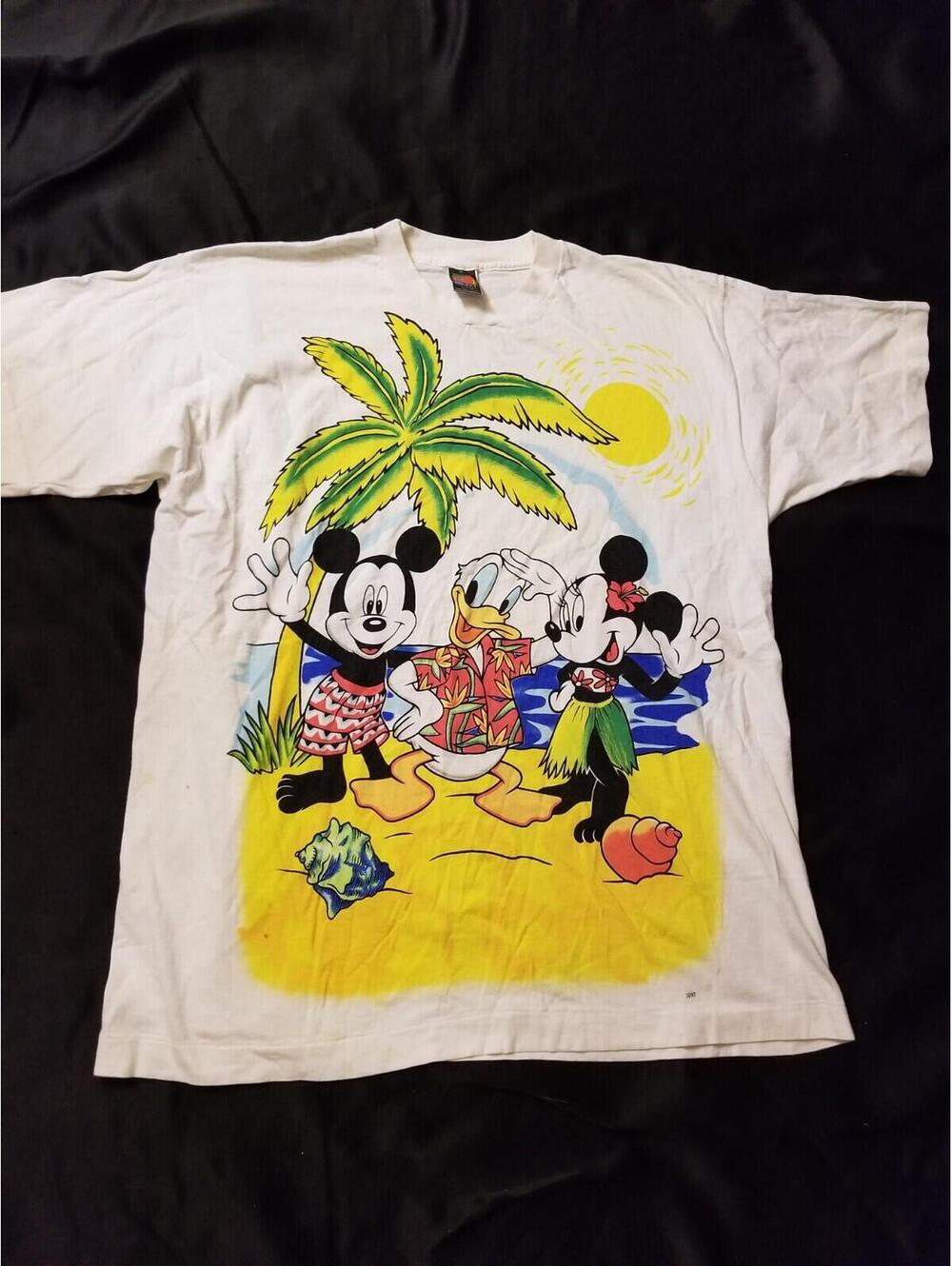 Vintage Disney Mickey Mouse Donald Duck Colorful Jerry Leigh T-Shirt XL OSFA